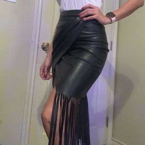 Leather stylish asymmetrical skirt